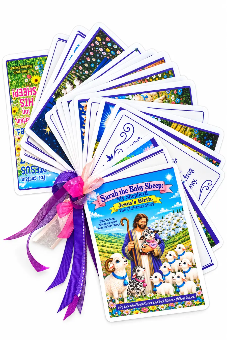 1 Hand Made Customizable Hand Made Laminated, Ribbon Bound, Round Cornered, Baby Book: Sarah the Baby Sheep: My Shepherd, Jesus's Birth, The Christmas Story Edition